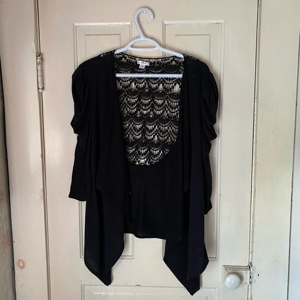 Lace back jersey cardigan - 3/4 sleeves